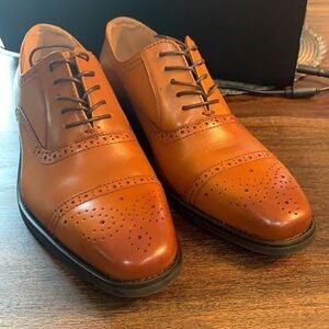 La Milano Mens Leather Cap Toe Lace up Oxford Classic Modern Business Sh…